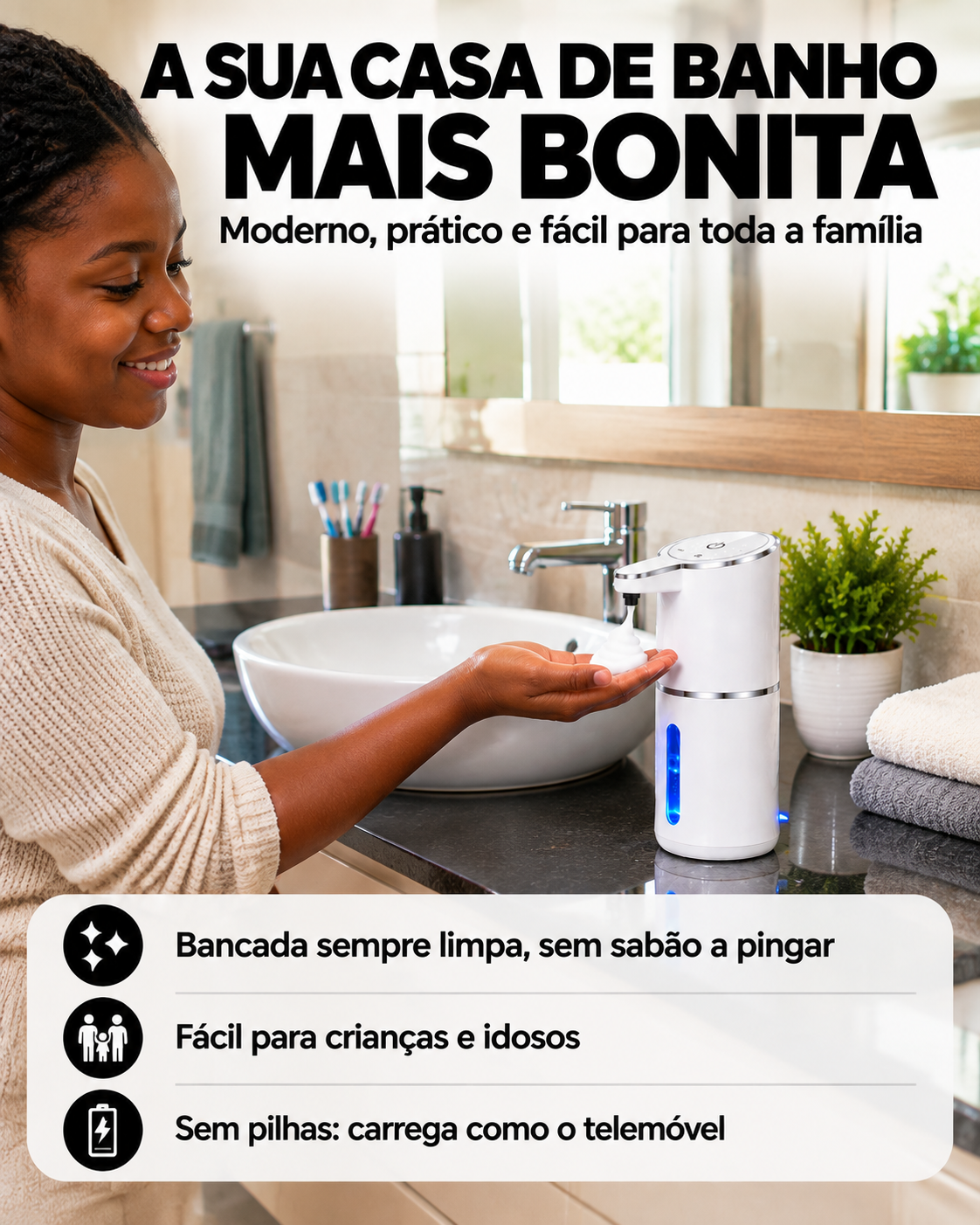 Dispensador de Sabonete Automático com Sensor